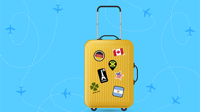 贴纸黄色手提箱