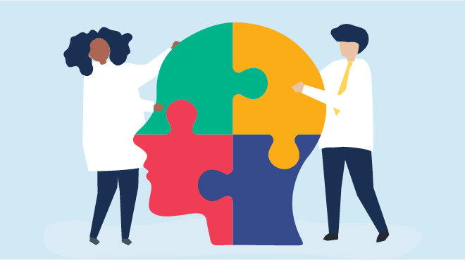 举起七巧板头的两个人